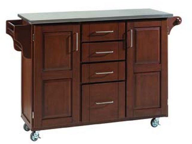 homestyles® Create-a-Cart Cherry/Stainless Steel Kitchen Cart-0