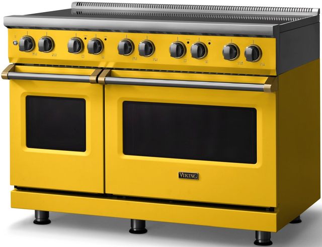 Viking® 5 Series 48" Daffodil Pro Style Induction Range with Brushed Brass Trim-2