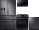 Samsung 4 Piece Fingerprint Resistant Black Stainless Steel Kitchen Package-0