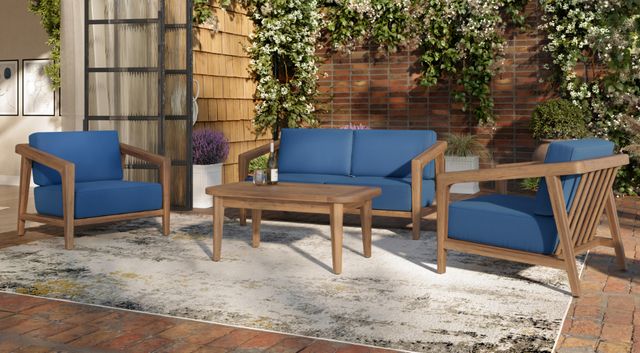 New Classic® Home Furnishings Bali 2-Piece Dark Blue Fabric Outdoor Club Chair-1