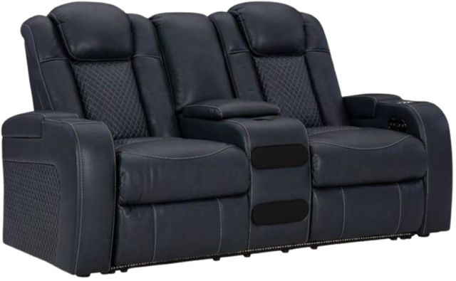 Signature Design by Ashley® Fyne-Dyme Sapphire Power Reclining Loveseat with Adjustable Headrest-0