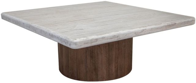 International Furniture Direct Sahara Cream Top Square Cocktail Table with Caramel Brown Base-0
