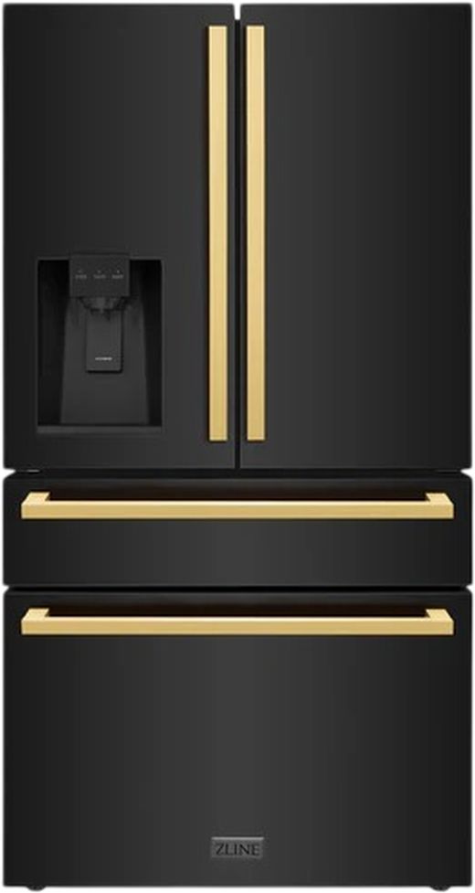ZLINE Autograph Edition 36" 21.6 Cu. Ft. Black Stainless Steel Counter Depth Freestanding French Door Refrigerator-0