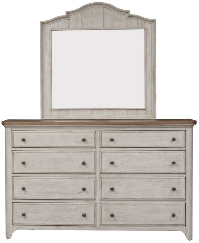 Liberty Furniture Farmhouse Reimagined Antique White/Chestnut Dresser and Mirror-2