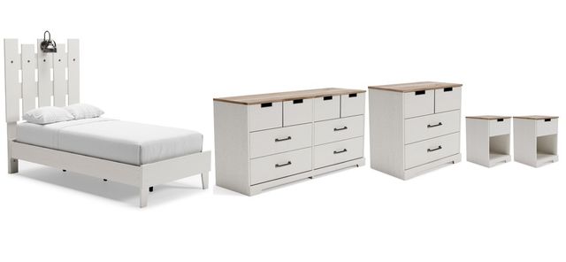 Signature Design by Ashley® Vaibryn 5-Piece White Twin Panel Platform Bed Set-0