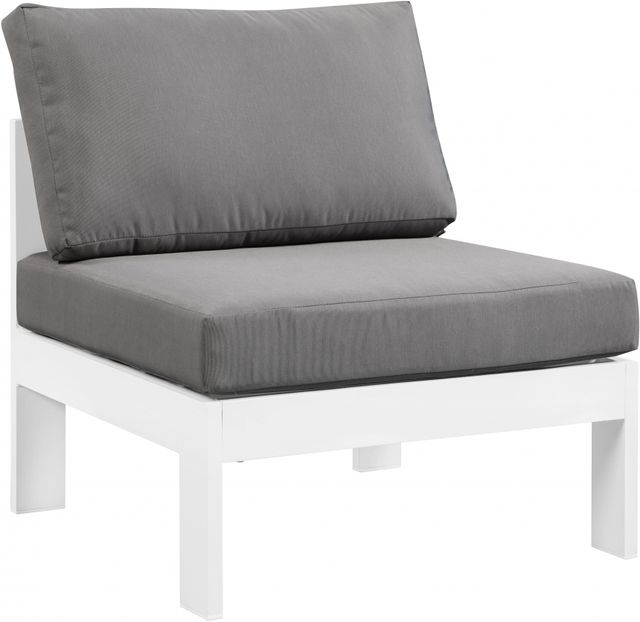 Meridian Furniture Nizuc Grey Waterproof Fabric Outdoor Patio Aluminum Armless Chair-0