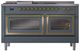 Ilve® Nostalgie II Noblesse 60'' Blue Gray Pro Style Dual Fuel Range with Brass Trim-1