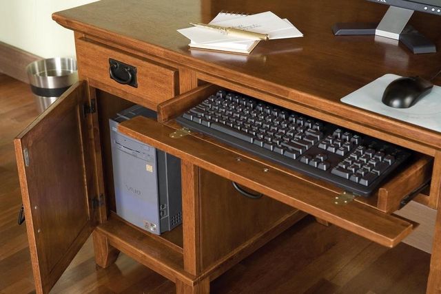 homestyles® Arts & Crafts Brown Pedestal Desk-3