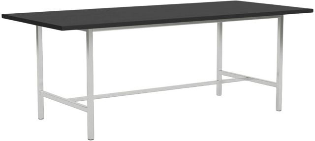 EQ3 Kendall 82'' Black Oak Top Dining Table with Wide Base