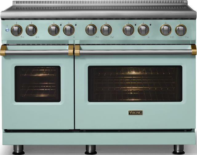Viking® 5 Series 48" Splash Pro Style Induction Range with Brushed Brass Trim-2