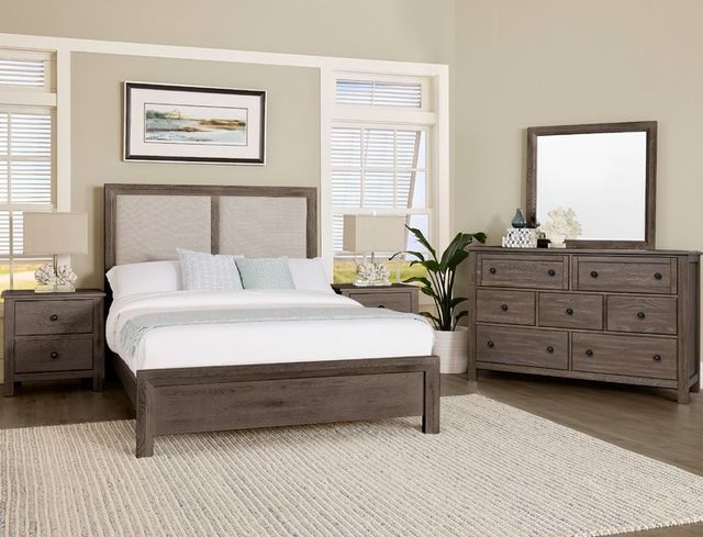 Artisan & Post by Vaughan-Bassett Driftwood Gray Queen Upholstered Panel Bed -1