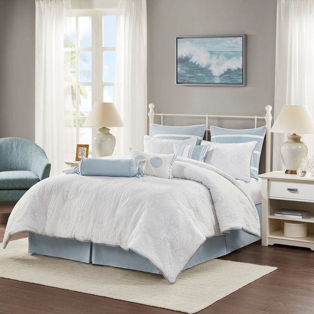 Olliix by Harbor House White King Crystal Beach Comforter Set-2