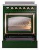 Ilve® Nostalgie II Noblesse 30'' Emerald Green Pro Style Induction Range with Copper Trim-3