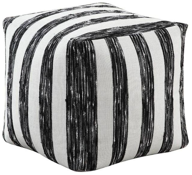 Homelegance® Easley Black/White Striped Pouf-0