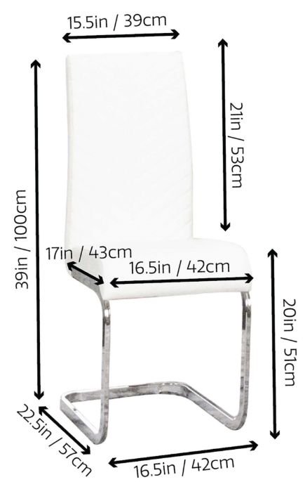 Cramco Murano Chrome/White Dining Side Chair-2