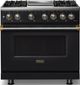Viking® 5 Series 36" Onyx Pro Style Dual Fuel (LP) Range with Brushed Brass Trim-0