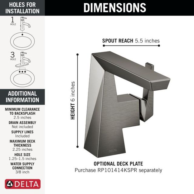 Delta Trillian™ Lumicoat® Black Stainless Single Handle Bathroom Faucet-4