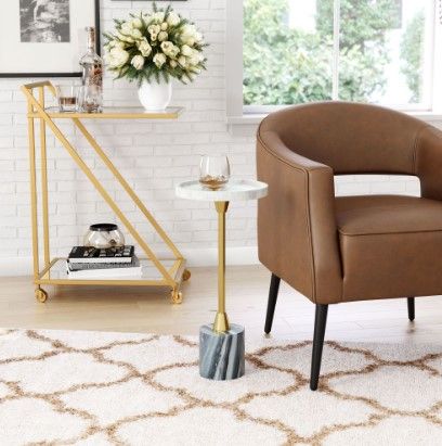 Zuo® Modern Johan White Marble Top Side Table with Gray Mable Base-2