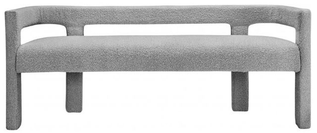 Meridian Furniture Athena Grey Boucle Fabric Upholstered Bench-1