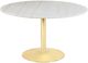 Coaster® Kella 5-Piece Gold/White Round Marble Top Dining Set with Blue Chair-1