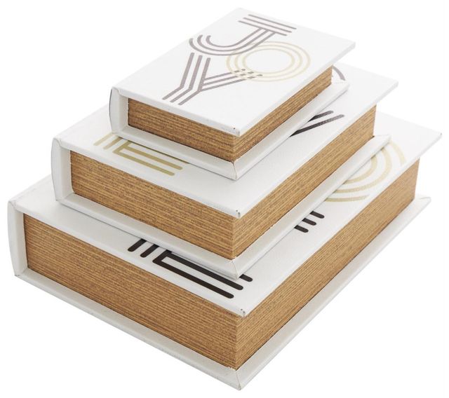 Deco Marche 3-Piece White Storage Book Box Set-1
