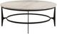 Bernhardt Avondale Beige Round Cocktail Table with Black Metal Base-0