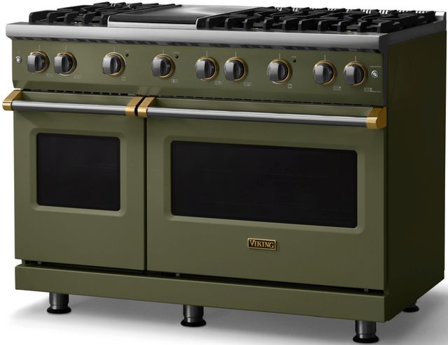 Viking® 5 Series 48" Martini Pro Style Gas (NG) Range with Brushed Brass Trim-2