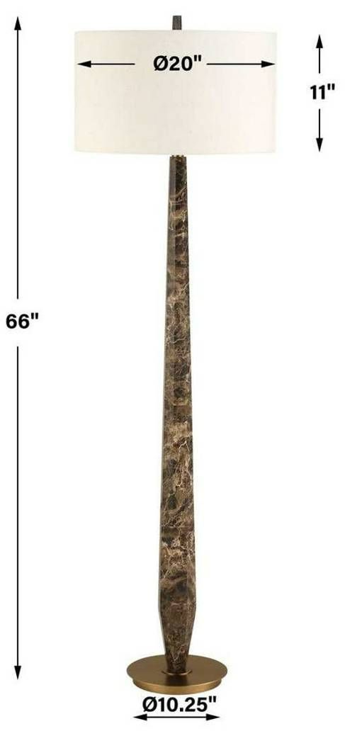 Uttermost® Tyree Brown Marble/Off-White Floor Lamp with Brass Accent-2