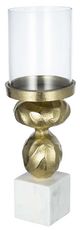 A & B Home Gold/White Diamond Stem Hurricane Candle Holder-0