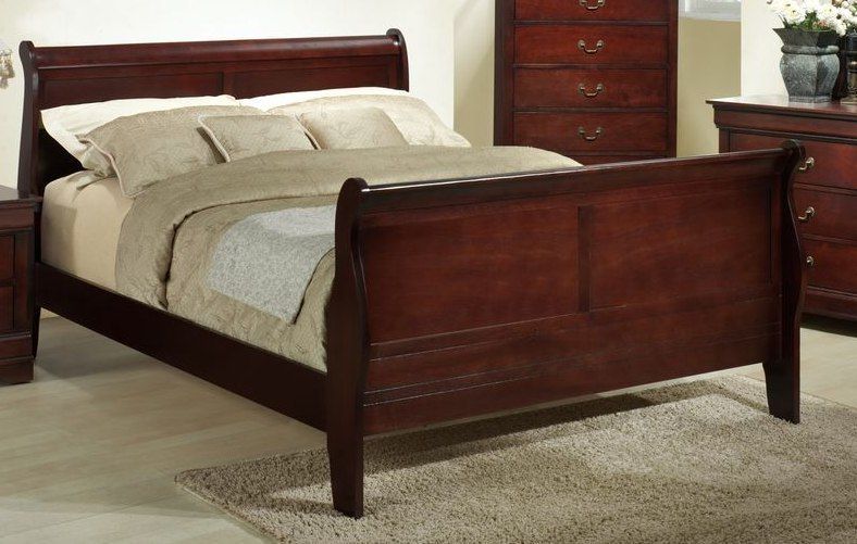 Lifestyle Louis Phillipe Rich Cherry Queen Sleigh Bed