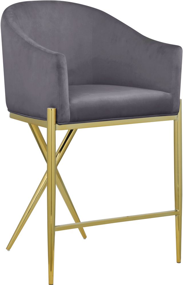 Meridian Furniture Xavier Gray/Gold Velvet Counter Stool-0