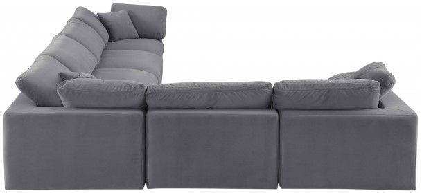 Meridian Furniture Comfy 6-Piece Gray Velvet Sofa Sectional-2