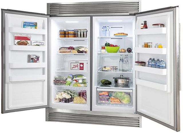 FORNO® Alta Qualita 61 in. 27.6 Cu. Ft. Stainless Steel Built In Side-by-Side Refrigerator-1