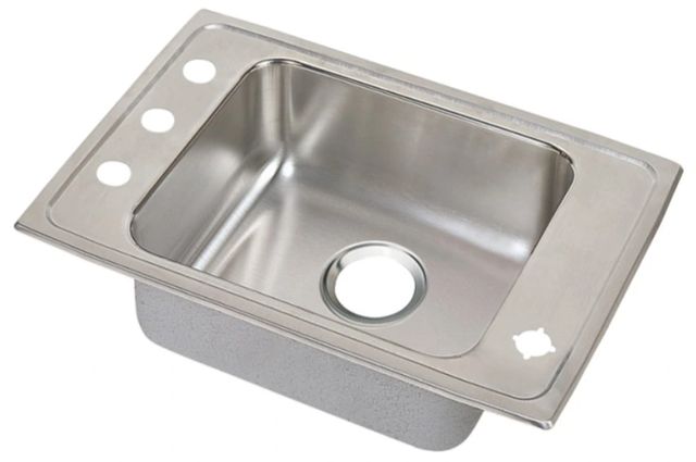 Elkay Lustertone® Classic Lustrous Satin Stainless Steel 25" x 17" x 6" 4-Hole Single Bowl Drop-in Classroom ADA Sink with Quick-Clip-0