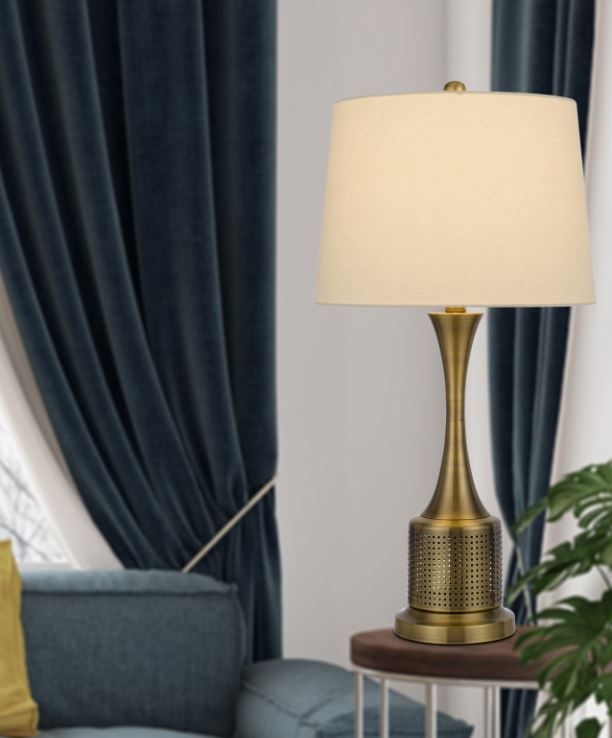 Cal® Lighting & Accessories 2-Piece Toccoa Antique Brass/White Table Lamp Set-2