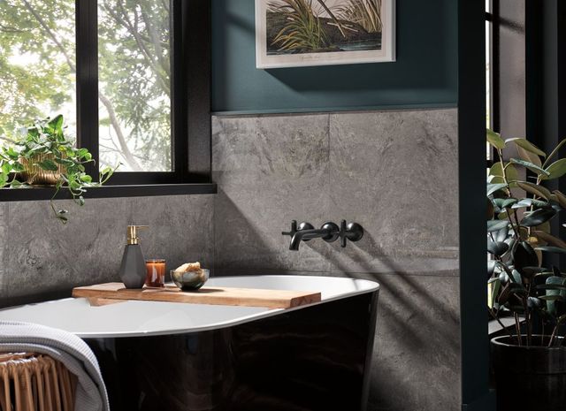 Brizo Jason Wu Matte Black Wall Mount Tub Filler Cross Handles-3