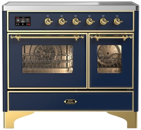 Ilve® Majestic III 40" Midnight Blue Pro Style Induction Range with Triple Glass Door and Brass Trim-0