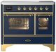 Ilve® Majestic III 40" Midnight Blue Pro Style Induction Range with Triple Glass Door and Brass Trim-0