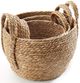 Giftcraft 3-Piece Brown Natural Grass Basket Set-1