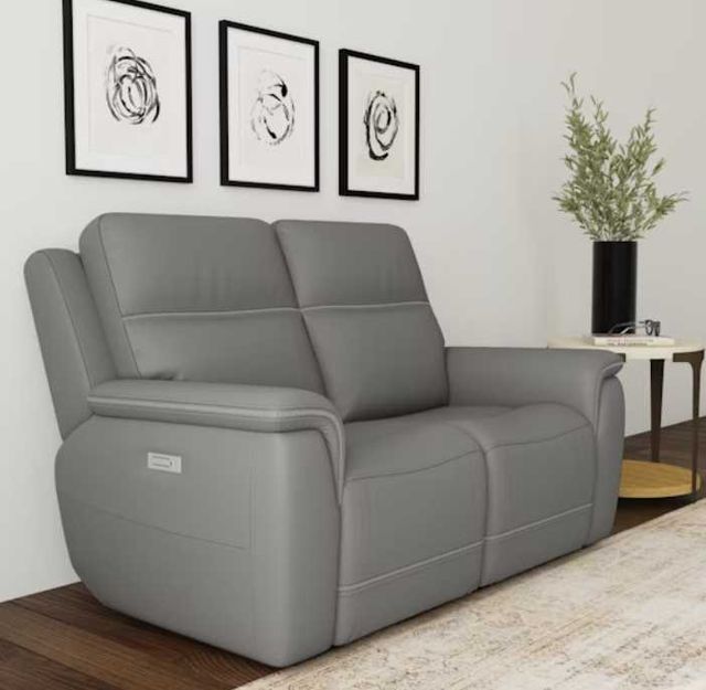 Flexsteel® Sawyer Gray Power Reclining Loveseat with Power Headrest and Lumbar-1