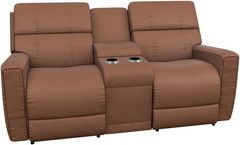 La-Z-Boy® Apollo Caramel Leather Manual Reclining Loveseat with Console
