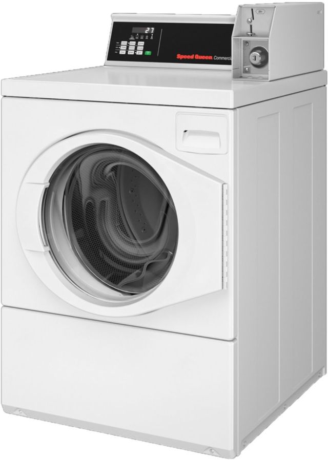 Speed Queen® Commercial 3.42 Cu. Ft. White Coin Drop Front Load Electric Washer-2