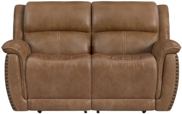 Flexsteel® Beau Silt Tan Power Reclining Loveseat with Power Headrests-2