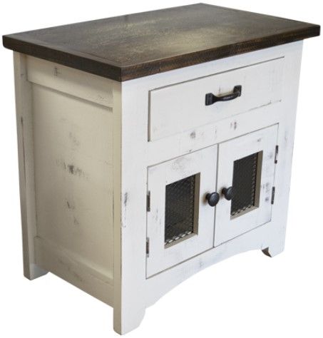 American Wholesale Furniture Mesh Nero White Nightstand-0