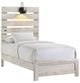 Elements International Fort Worth White Twin Panel Bed with Lights-0