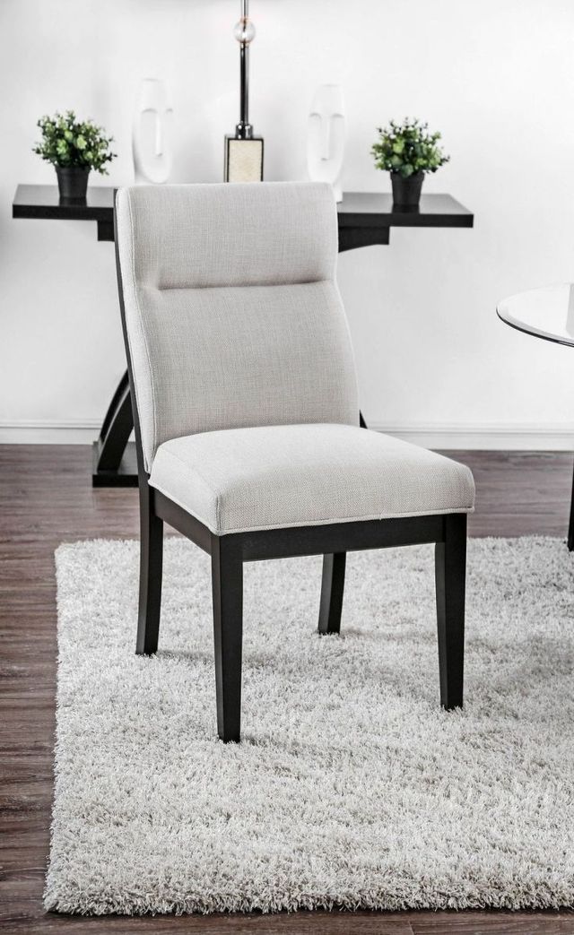 Furniture of America® Jasmin 2-Piece Beige/Black Dining Side Chair Set-3