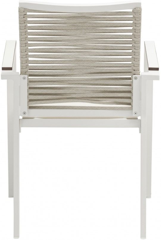 Meridian Furniture Maldives Beige/White Aluminum Outdoor Dining Arm Chair-3