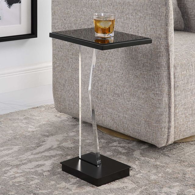Uttermost® Angle Black Mirror Top Accent Table with Clear Base-1