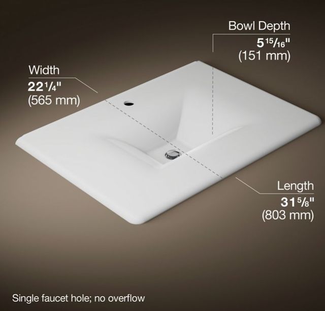 Kohler Iron/Impressions® White 31" Enameled Cast Iron Vanity Top with Integrated Rectangular Sink-2