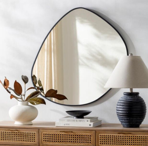 Surya Pebble Matte Black 36" Accent Mirror-4